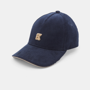 قبعة مخملية مضلعة أزرق داكن للأولاد